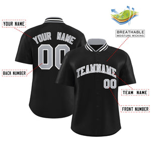 Custom Black Classic Style Authentic Stand Collar Baseball Jersey