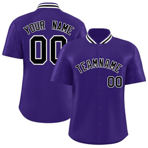 Custom Purple Classic Style Authentic Stand Collar Baseball Jersey