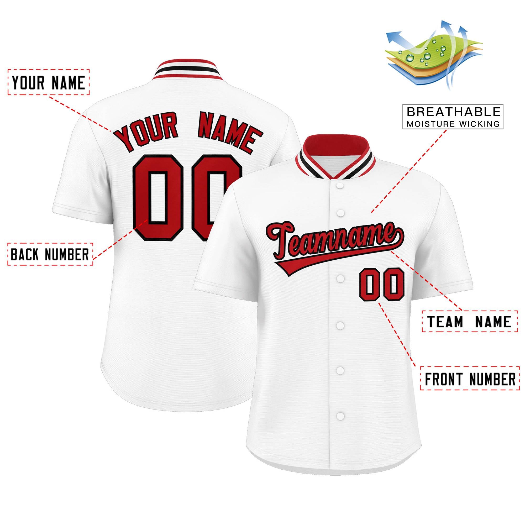 Custom White Classic Style Authentic Stand Collar Baseball Jersey