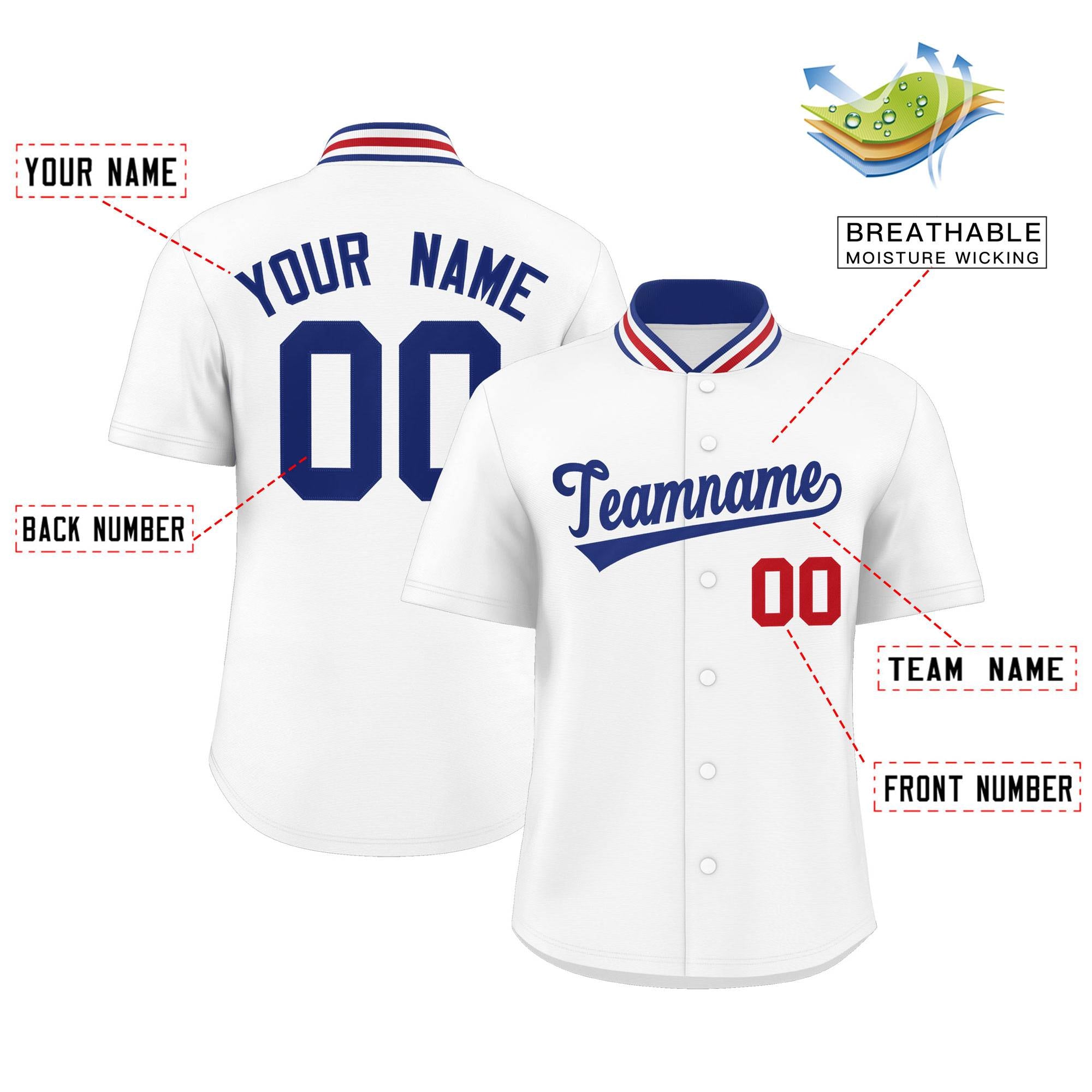 Custom White Classic Style Authentic Stand Collar Baseball Jersey