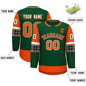 Custom Green Orange Personalized Raglan Sleeves Round-Neck Hockey Jersey