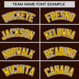 Custom Brown Gold Personalized Raglan Sleeves Round-Neck Hockey Jersey