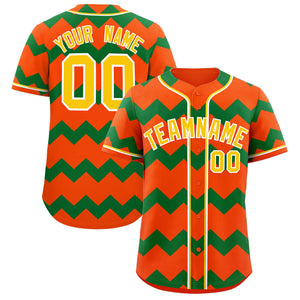 Custom Orange-Kelly Green Gold Personalized Ripple Design Authentic Baseball Jersey