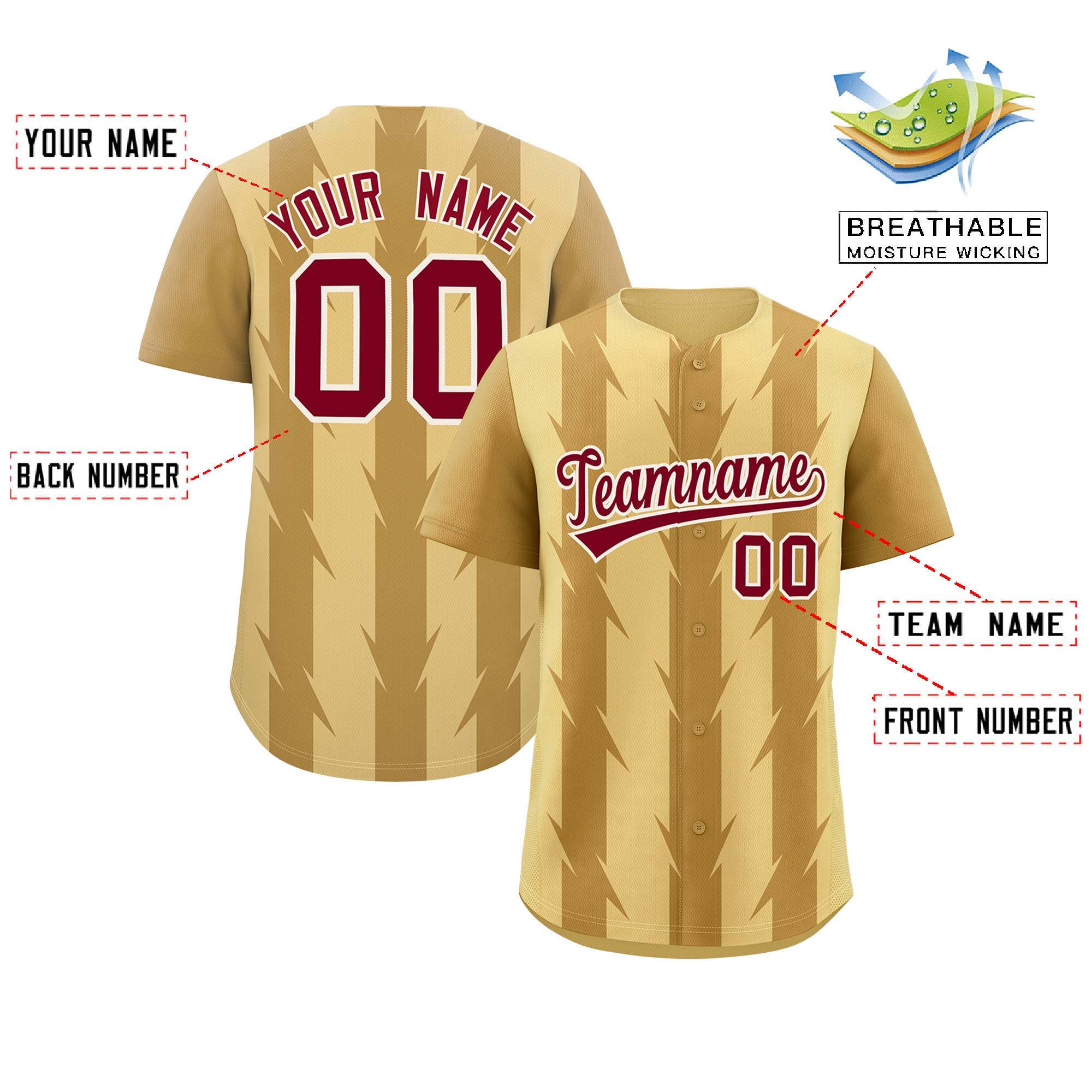 Custom Khaki Old Gold Raglan Sleeves Blade Pattern Authentic Baseball Jersey