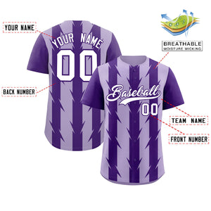 Custom Light Purple Purple Raglan Sleeves Blade Pattern Authentic Baseball Jersey