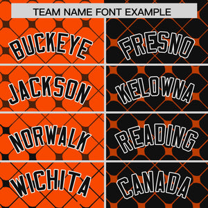 Custom Orange Black Split Fashion Plaid Design Authentic Baseball Jersey