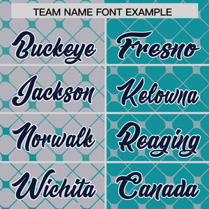 Custom Gray Aqua Split Fashion Plaid Design Authentic Baseball Jersey