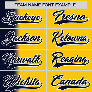 Custom Gold Navy Pinstripe Personalized Gradient Authentic Baseball Jersey