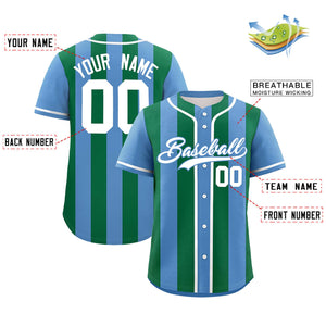 Custom Light Blue Kelly Green Thick Stripe Fashion Authentic Baseball jersey