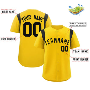 Custom Gold Black Classic Style Personalized Full Button Authentic Baseball Jersey