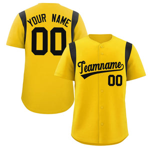 Custom Gold Black Classic Style Personalized Full Button Authentic Baseball Jersey