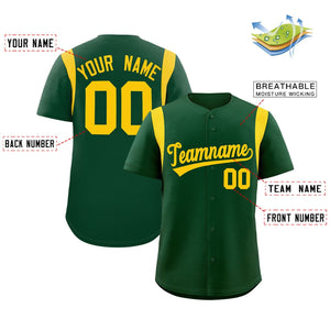 Custom Green Gold Classic Style Personalized Full Button Authentic Baseball Jersey