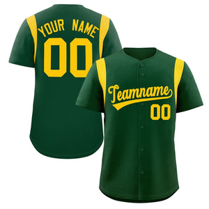 Custom Green Gold Classic Style Personalized Full Button Authentic Baseball Jersey