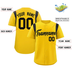 Custom Gold Black Classic Style Personalized Full Button Authentic Baseball Jersey