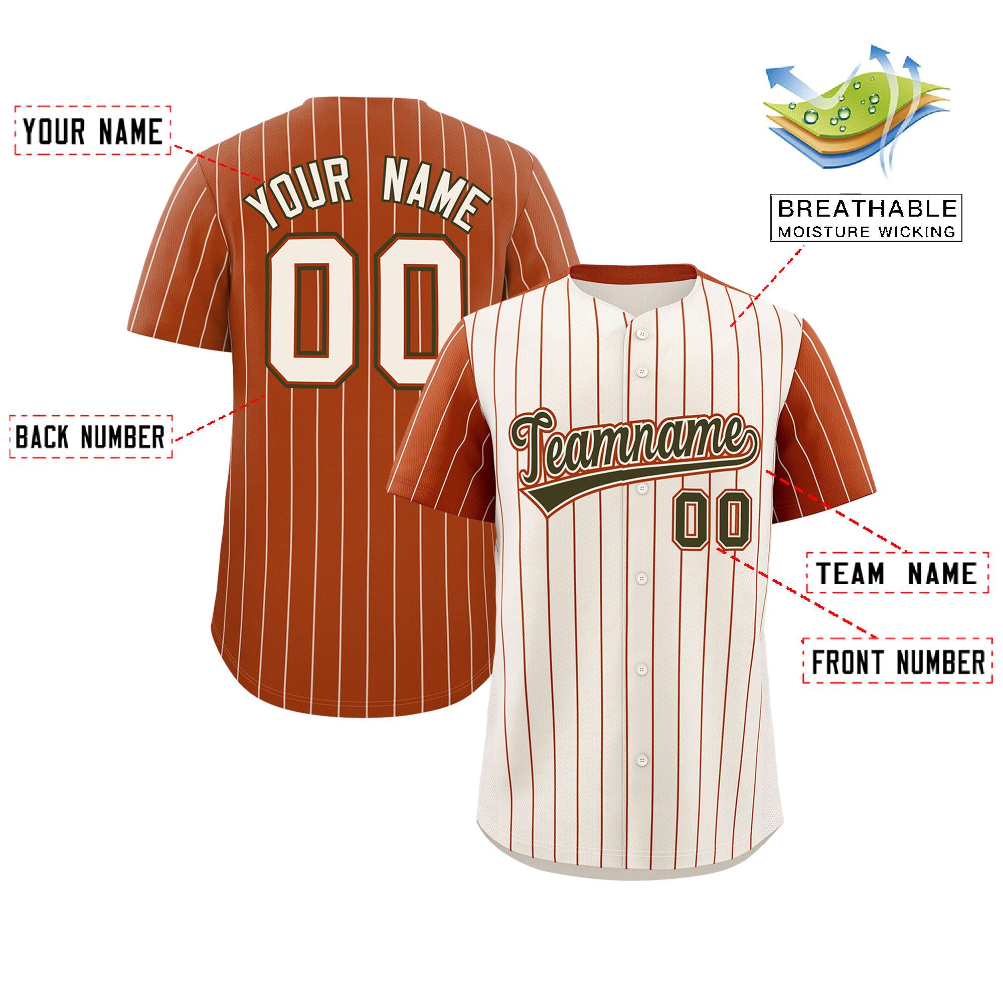 Custom Cream Texas Orange Pinstripe Personalized Raglan Sleeves Authentic Baseball Jersey