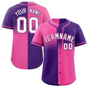 Custom Purple Pink Personalized Symmetrical Gradient Design Authentic Baseball Jersey