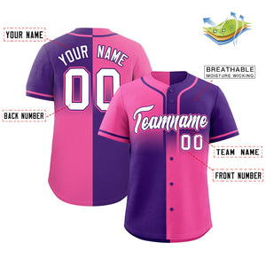 Custom Purple Pink Personalized Symmetrical Gradient Design Authentic Baseball Jersey