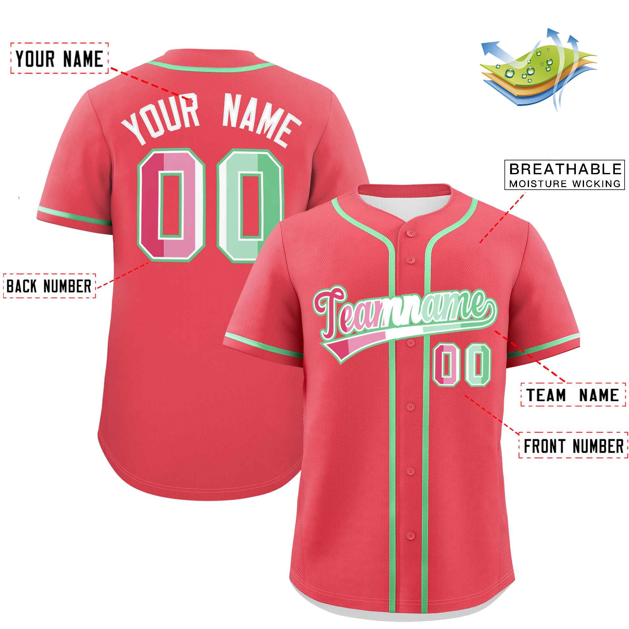 Custom Light Red Abrosexual For Pride Month Classic Style Authentic Baseball Jersey
