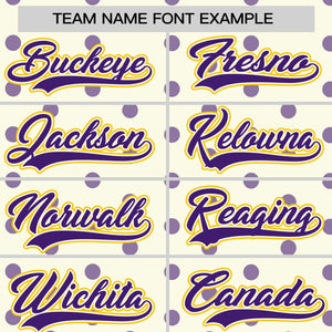 Custom Cream Purple Personalized Polka Dot Graffiti Pattern Authentic Baseball Jersey