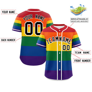 Custom LGBT Rainbow For Pride Month Color Block Personalized Authentic Baseball Jersey