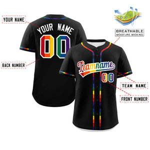 Custom Black LGBT Rainbow For Pride Month Classic Style Authentic Baseball Jersey