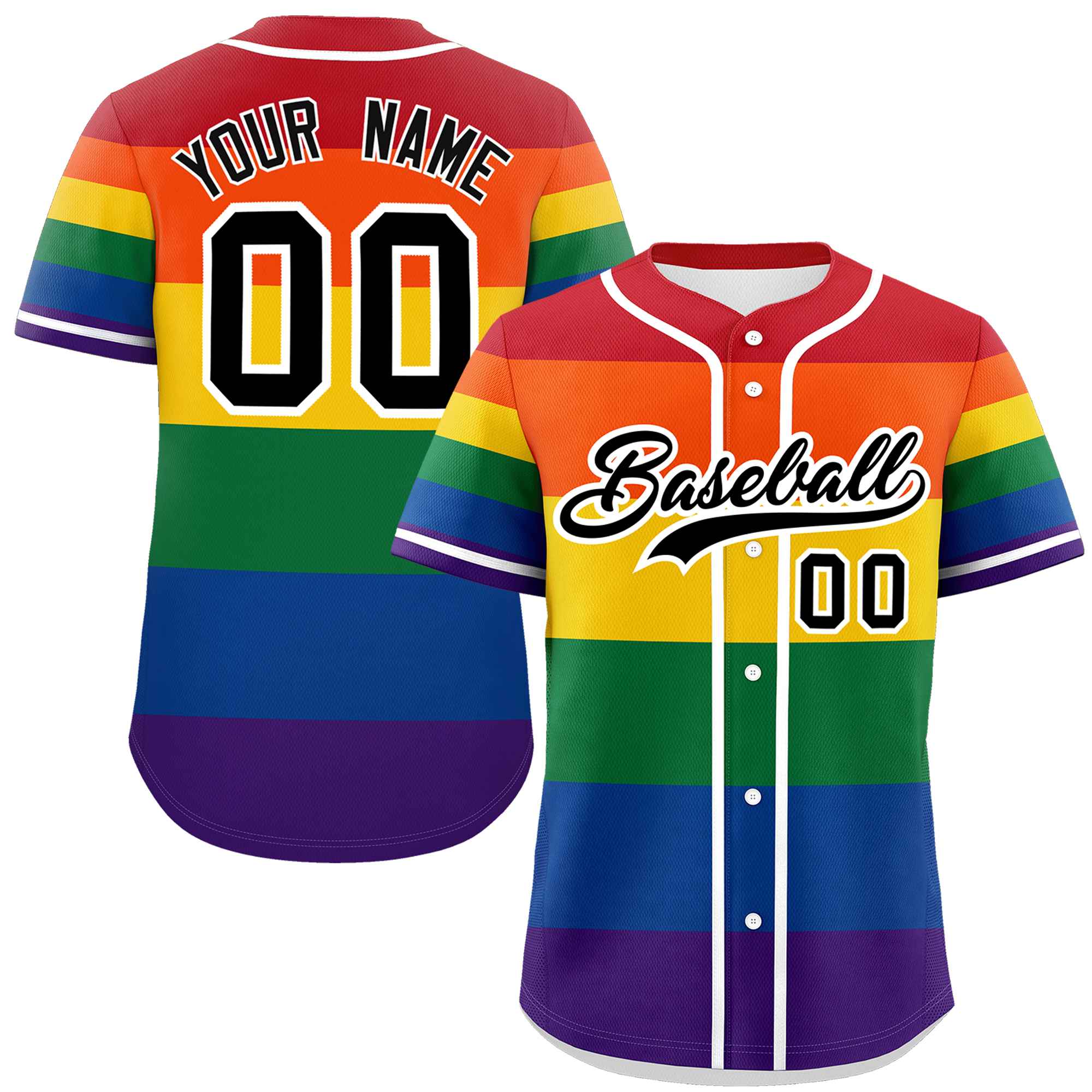 Custom LGBT Rainbow For Pride Month Color Block Personalized Authentic Baseball Jersey