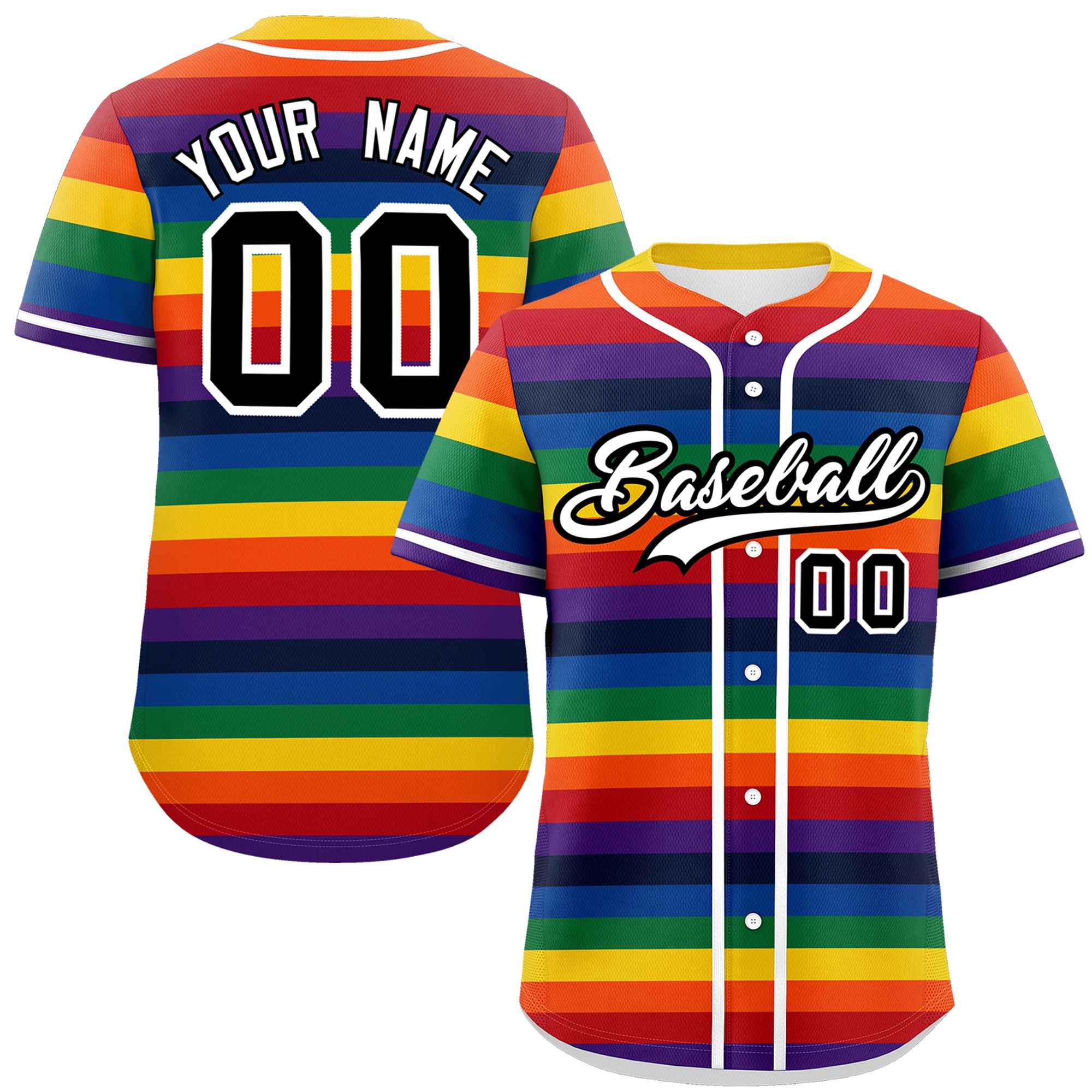 Custom LGBT Rainbow For Pride Month Color Block Personalized Authentic Baseball Jersey