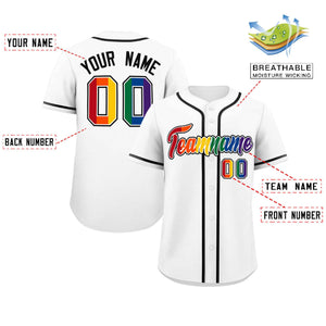 Custom White LGBT Rainbow For Pride Month Classic Style Authentic Baseball Jersey