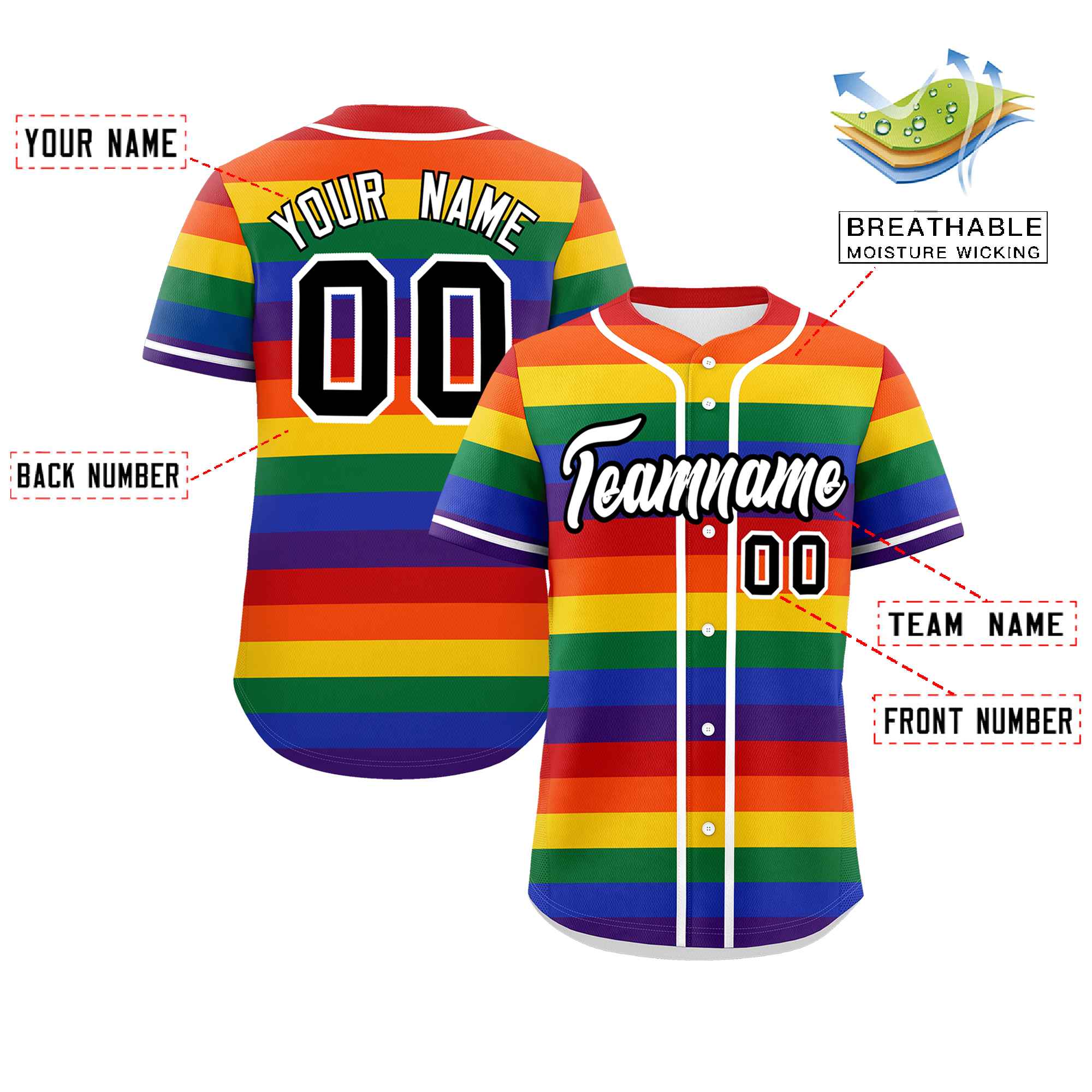 Custom LGBT Rainbow For Pride Month Color Block Personalized Authentic Baseball Jersey