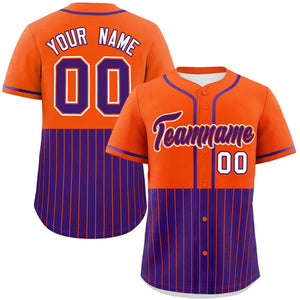 Custom Orange Purple Personalized Half Stripe Design Authentic Baseball Jersey