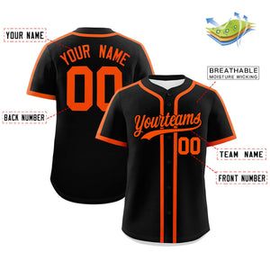 Custom Black Orange Personalized Classic Authentic Baseball Jersey