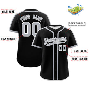 Custom Black Gray Personalized Classic Authentic Baseball Jersey