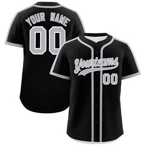 Custom Black Gray Personalized Classic Authentic Baseball Jersey