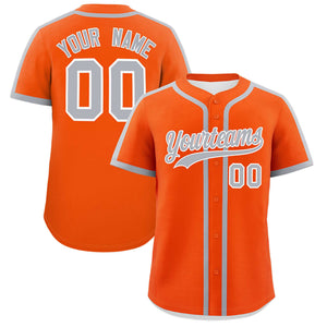 Custom Orange Gray Personalized Classic Authentic Baseball Jersey