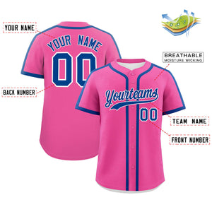 Custom Pink Royal Personalized Classic Authentic Baseball Jersey