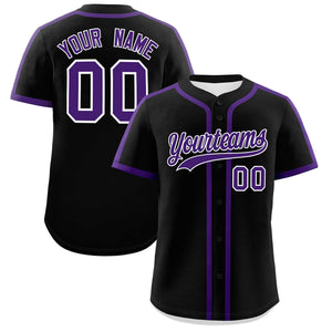 Custom Black Purple Personalized Classic Authentic Baseball Jersey