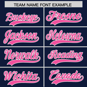 Custom Navy Pink Personalized Classic Authentic Baseball Jersey