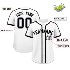 Custom White Black Personalized Classic Authentic Baseball Jersey