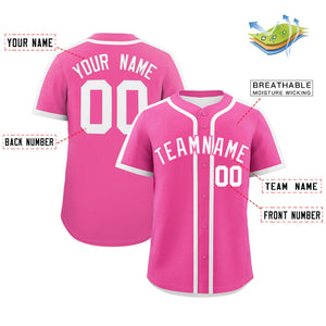 Custom Pink White Personalized Classic Authentic Baseball Jersey