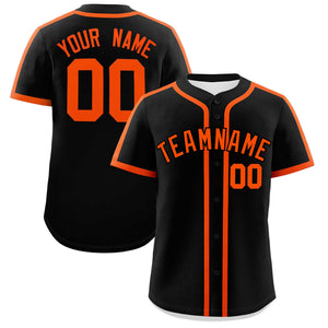 Custom Black Orange Personalized Classic Authentic Baseball Jersey