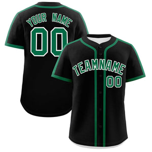 Custom Black Kelly Green Personalized Classic Authentic Baseball Jersey