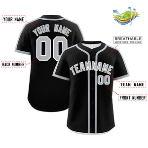 Custom Black Gray Personalized Classic Authentic Baseball Jersey