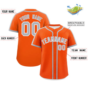 Custom Orange Gray Personalized Classic Authentic Baseball Jersey