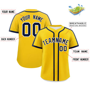 Custom Gold Navy Personalized Classic Authentic Baseball Jersey