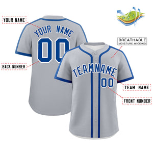 Custom Gray Royal Personalized Classic Authentic Baseball Jersey