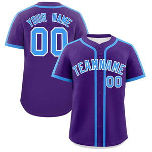 Custom Purple Powder Blue Personalized Classic Authentic Baseball Jersey