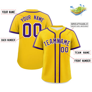 Custom Gold Purple Personalized Classic Authentic Baseball Jersey