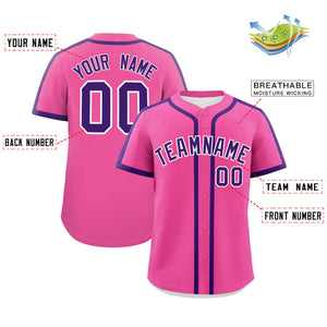 Custom Pink Purple Personalized Classic Authentic Baseball Jersey