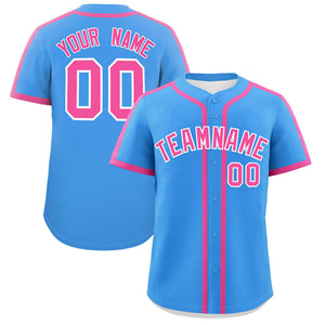 Custom Powder Blue Pink Personalized Classic Authentic Baseball Jersey