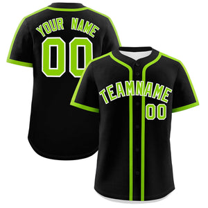 Custom Black Neon Green Personalized Classic Authentic Baseball Jersey